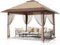 13x13FT Pop-Up Gazebo, Instant Canopy Gazebo With Mosquito Net & Double Roof, Adjustable Height Canopy Tent, UV-Resistant Outdoor Shelter for Patio, Backyard, Garden, and Camping