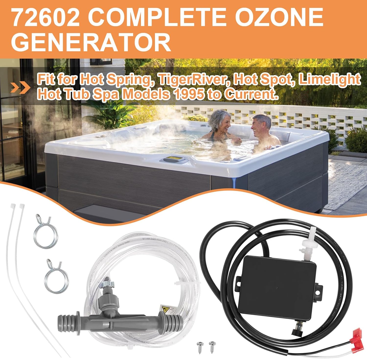 72602 Complete Ozone Generator Replace for Freshwater III Hot Tub Spa Ozonator System Fit for Hot Spring Spas & Hot Tub Models 1995 to Current