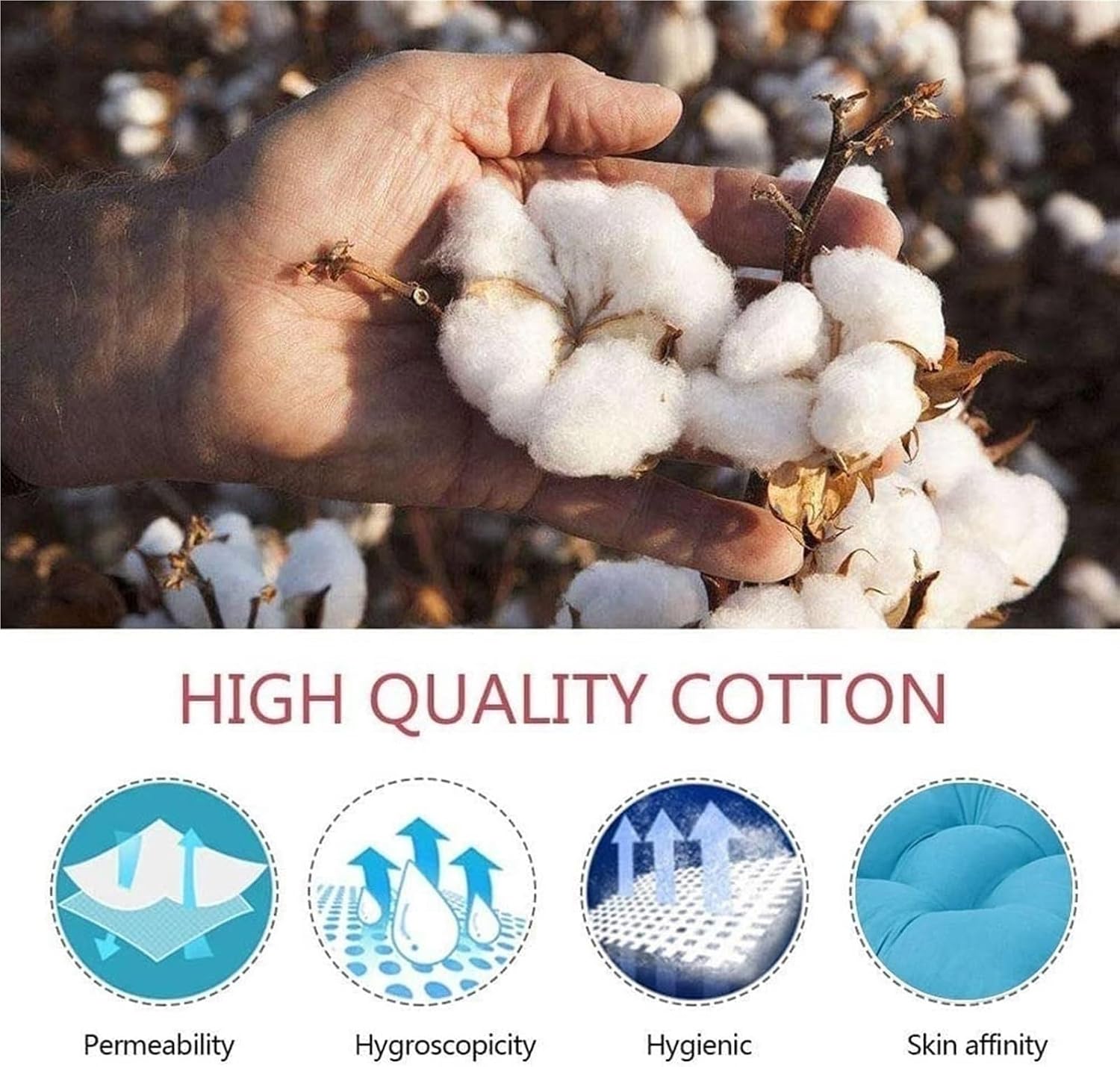 Ergonomic Wicker Papasan Chair Cushion, Round Papasan Swivel Chair Cushion, Rocking Chair Cushion for Outdoor Indoor(Flowers,51 * 51 in)