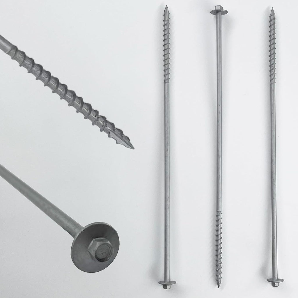 BRAUNY BOY - #12 x 10'- Extra Long Structural Lag Heavy Duty Construction Wood Screw – Galvanized Corrosion Resistant Coating Exterior Timber, Landscape - Easy Flange HEX Head Drive - Qty (250)