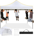 COBIZI 10x10 Pop Up Canopy Tent Commercial Heavy Duty Instant Canopy with 4 Sidewalls, UV 50+ Silver Coated Waterproof Vendor Gazebo, Portable Shelter with Carry Bag, Event Tent for Parties, White