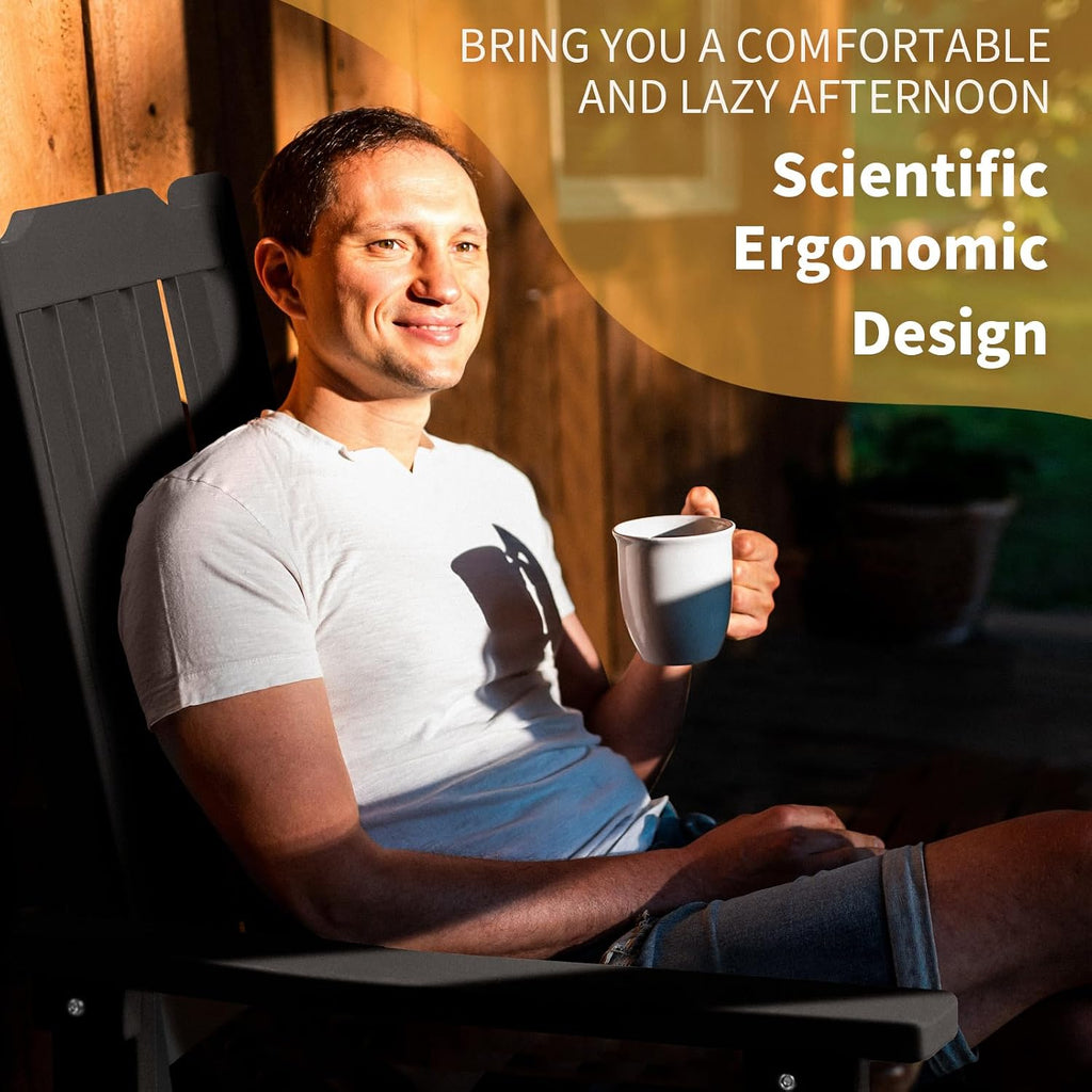 Outdoor Rocking Chairs Set of 4, Oversized All Weather High Back Porch Rocker, Patio Rockers for Outside