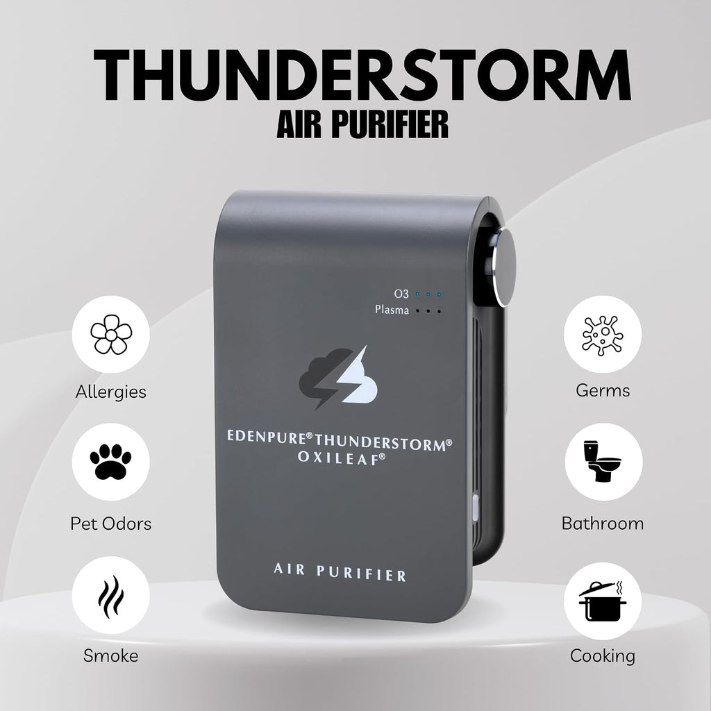 EdenPURE Thunderstorm III Air Purifier – Small Plug-In Ozone Generator & Ionizer – Eliminates Odors, Pet Smells, Smoke, Mold – Filter-Free Portable Cleaner for Home, Travel, Car, Office Use