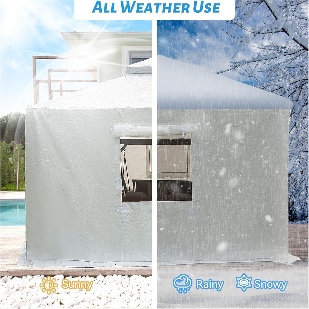 Gazebo Cover,Outdoor Patio Gazebo,converts Pavilion Into Storage Space,Outdoor Universal Winter Pavilion Cover with Side Walls and Mesh Windows (12x12 FT)