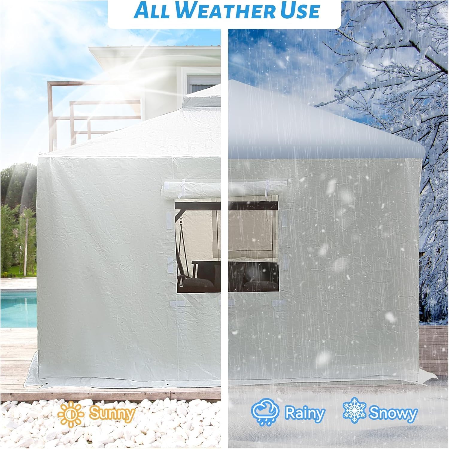 Gazebo Cover,Outdoor Patio Gazebo,converts Pavilion Into Storage Space,Outdoor Universal Winter Pavilion Cover with Side Walls and Mesh Windows (12x12 FT)