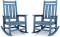 KINGYES Oversized Outdoor Rocking Chair Set of 2, All-Weather Patio Rocking Chairs for Porch, HDPE Outdoor Patio Rockers with High Back & Wide Seat for Garden, Lawn, Blue