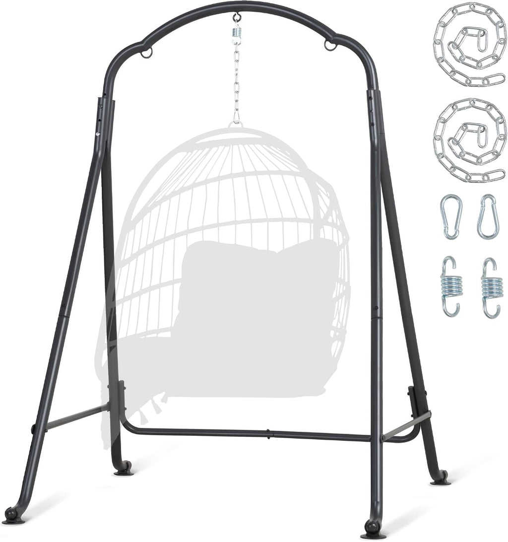 SUNCREAT Hammock Chair Stand, Heavy-Duty Steel Swing Stand, 400lbs Capacity, Multi-Use Hanging Chair Stand for Outdoor Indoor, Hammock Chair not Include, Black