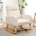 HCHAIRH Rocking Chair Nursery, Upholstered Nursing Rocker Chairs with High Backrest, Modern Glider Rocking Chair for Nursery Living Room, Bedroom, Cream