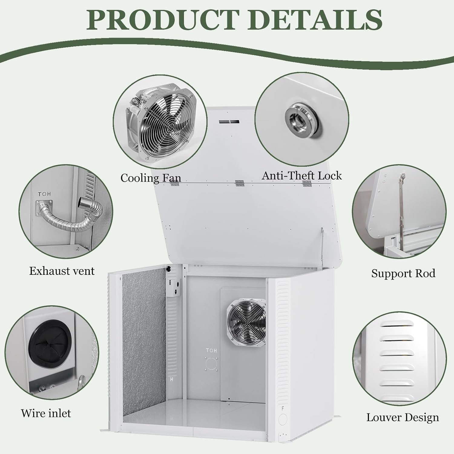 Hudson Generator Box, SD Aluminum Generator Enclosure with Ventilation, Heat Dissipation & Reduce Noise, Accommodates The Maximum Size of 39.4'x32'x31.7', White