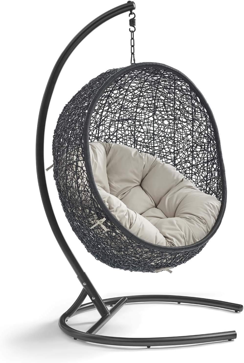 Modway EEI-739-BEI-SET Encase Swing Outdoor Patio Lounge Chair, With Stand, Beige