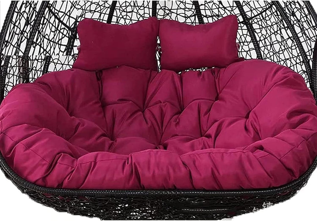 2 Person Egg Chair Cushion Replacement, Double Hanging Rattan Chair Cushion, Hanging Rocking Chair with 2 Adjustable Headrests, Hanging Mattress for Patio Garden Furniture(C)
