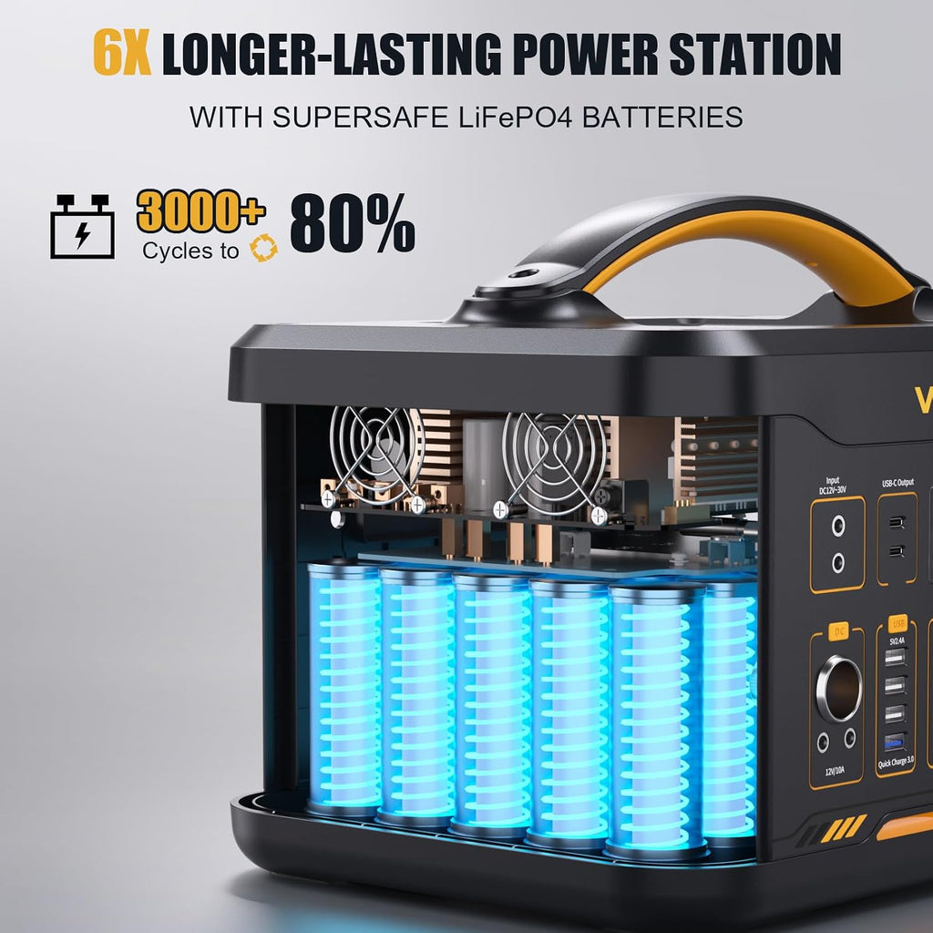 VTOMAN Jump 1800 Portable Power Station with 200W Solar Panel, 1800W/1548Wh LiFePO4 Battery Solar Generator with 1800W Constant-Power, PD 100W Type-C, Capacity Expandable for Camping, Home Backup