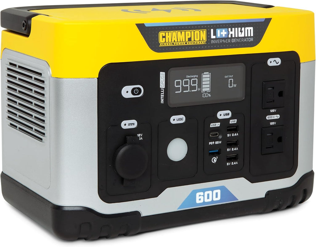 Champion Power Equipment 201189 579-Wh Power Station 1200/600-Watt Portable Lithium-Ion Battery Solar Generator