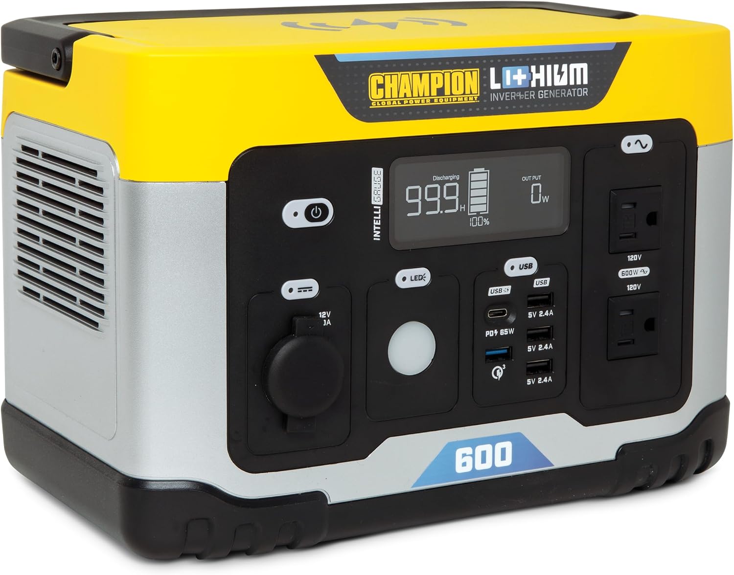 Champion Power Equipment 201189 579-Wh Power Station 1200/600-Watt Portable Lithium-Ion Battery Solar Generator