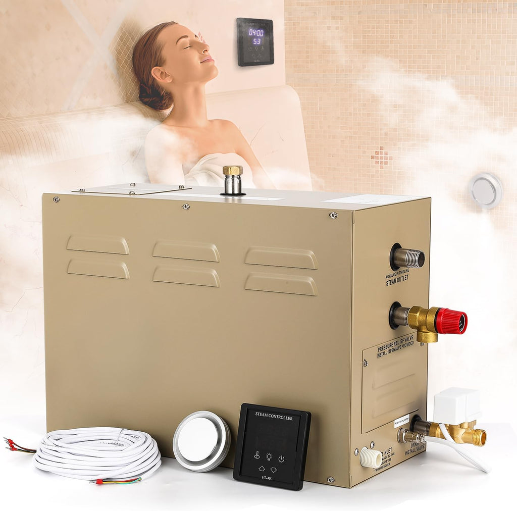 Steam Shower Generator Kit 6KW for Bath Sauna SPA, Aromatherapy Steam Head, Self-draining System, LED Controller, 212CBFT/6m³Space