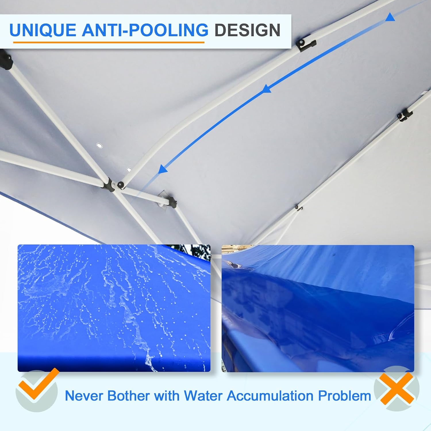 EAGLE PEAK Pop Up Canopy Tent with Wheeled Carry Bag, 8 Stakes, 4 Ropes, 4 Weight Bags, Easy Set Up Tent Canopy, 12x12 ft, 144sqft of Shade, Blue