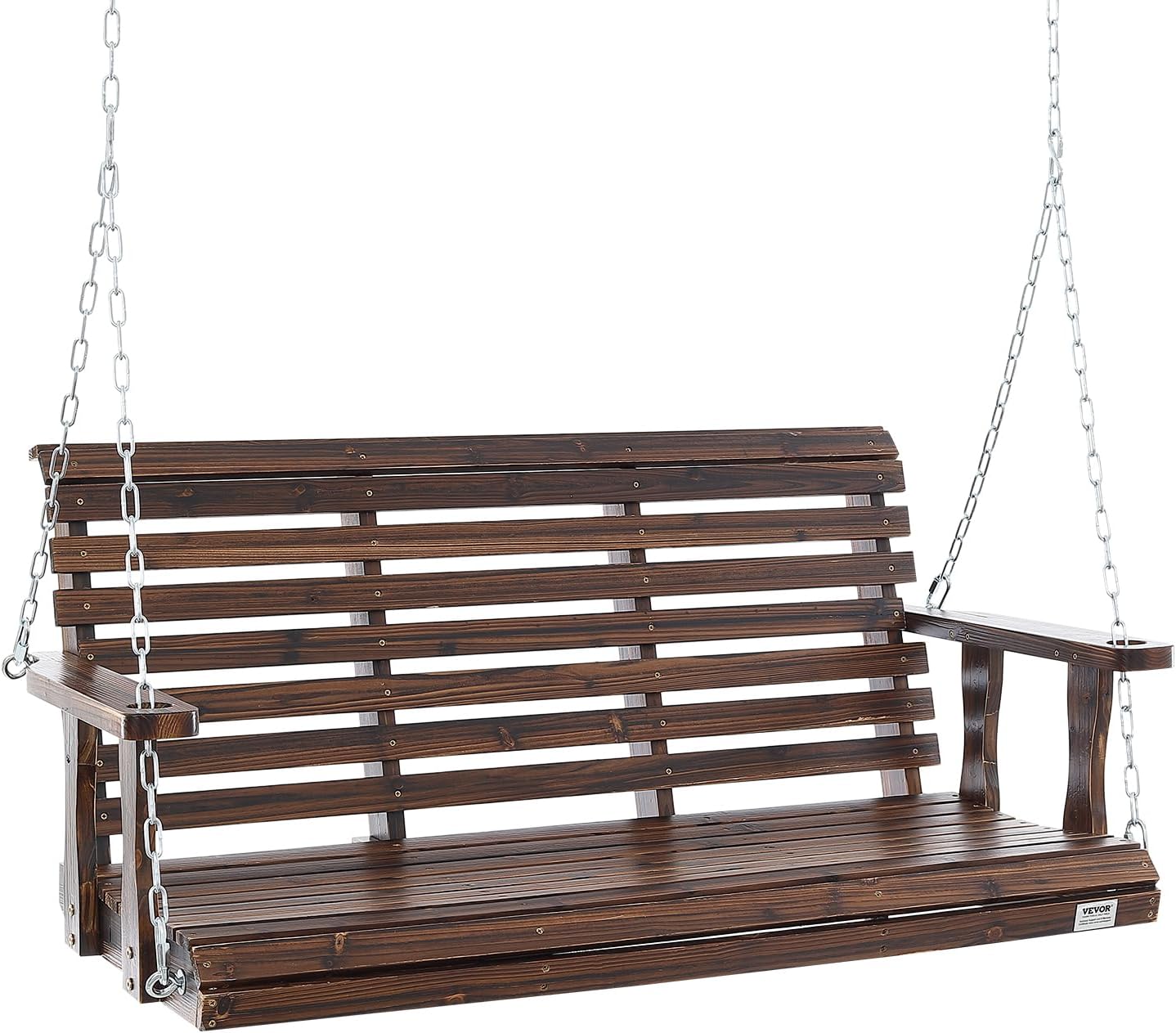 VEVOR Outdoor Wooden Porch Swing, 880lbs 4.5FT Heavy Duty Haning Porch Swings Bench Chair for Patio, Garden and Courtyard
