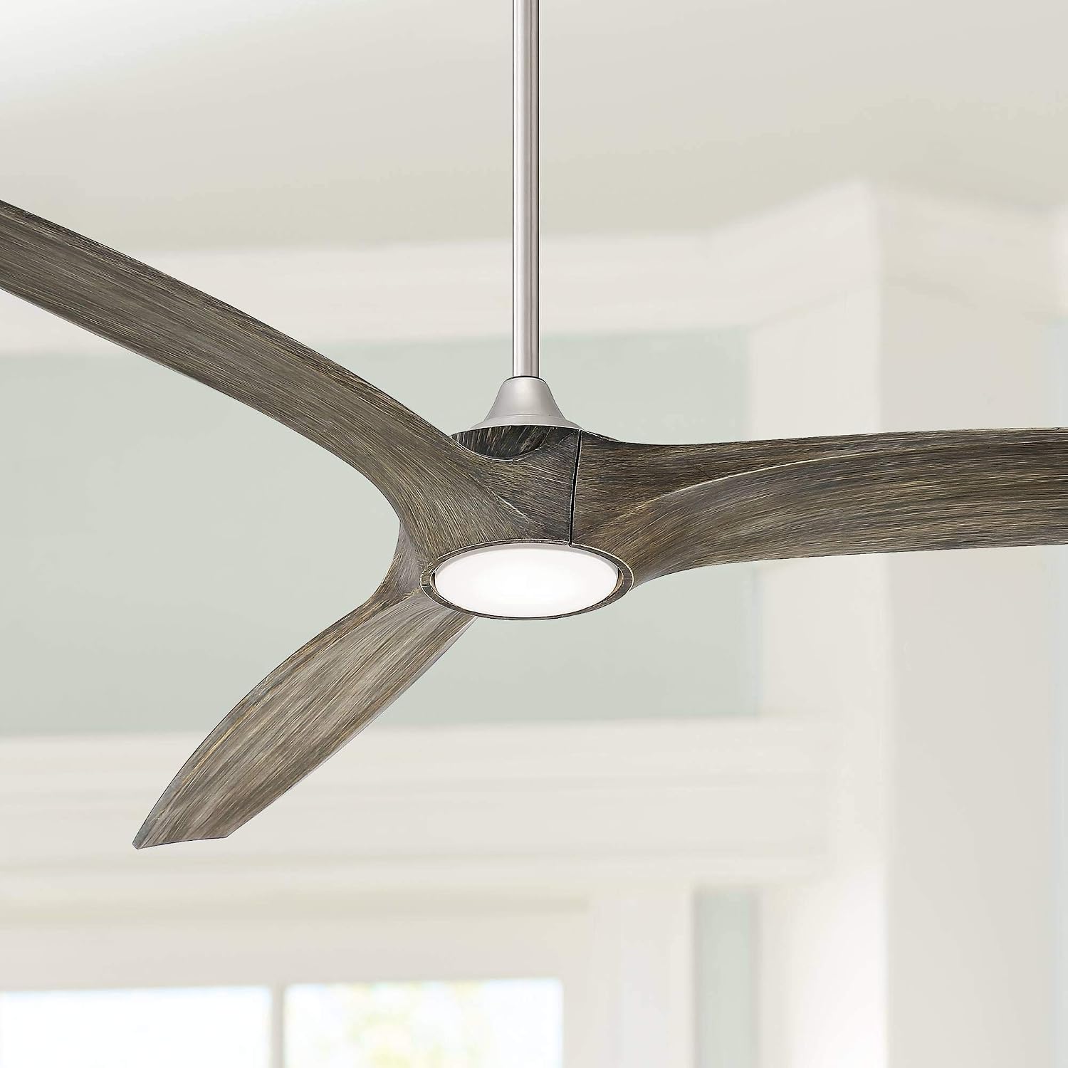 Casa Vieja 60' Padera Modern Rustic 3 Blade Indoor Outdoor Ceiling Fan with Light LED Dimmable Remote Control Brushed Nickel Light Wood Damp Rated for Patio Exterior House Porch Gazebo Garage