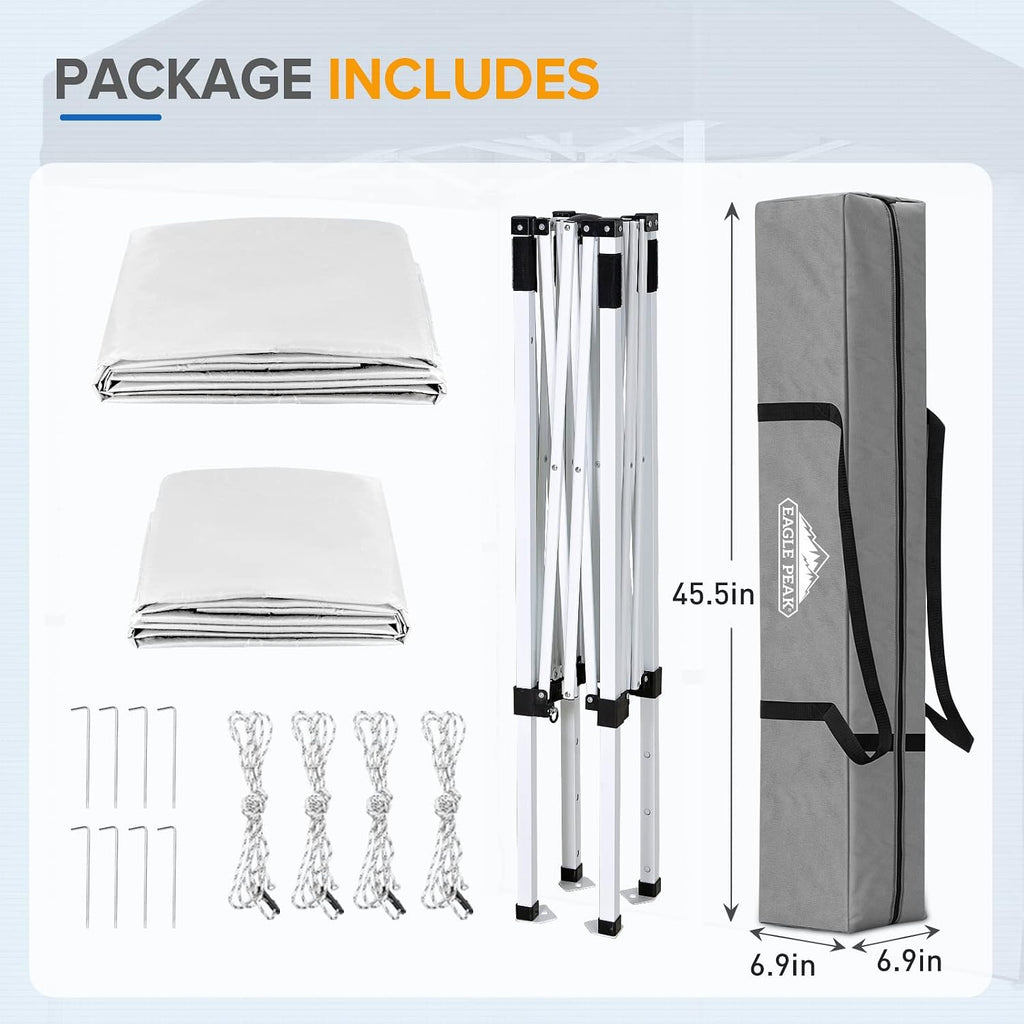 EAGLE PEAK Pop up Canopy 5x5, Outdoor Portable Canopy Tent with One Removable Sunwall, Carry Bag Included, White