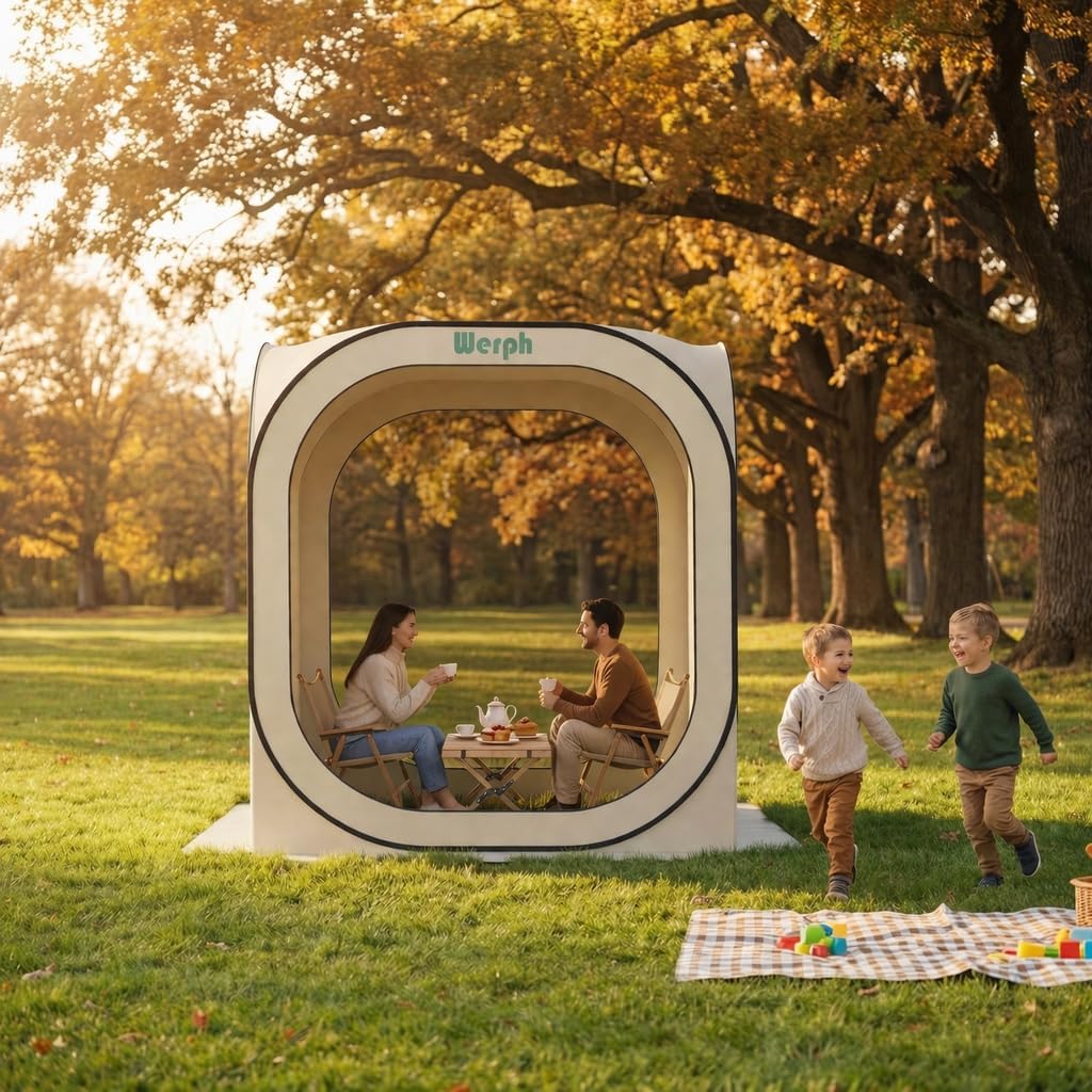Werph 6x6 Pop Up Screen Tent, Mosquito Net Gazebo, UV Resistant Roof Waterproof Screen Canopy, Quick Setup Outdoor Shelter for Backyard, Patio, Garden, Picnic, Camping and Events, Beige