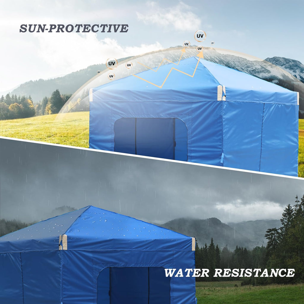 Aoodor 12x12 FT Pop-Up Canopy Tent with Roller Bag and Curtain - Portable Instant Shade, Sturdy Iron Frame, Water-Resistant 210D Oxford Fabric, UV Protection, Ideal for Camping and Outdoor Events