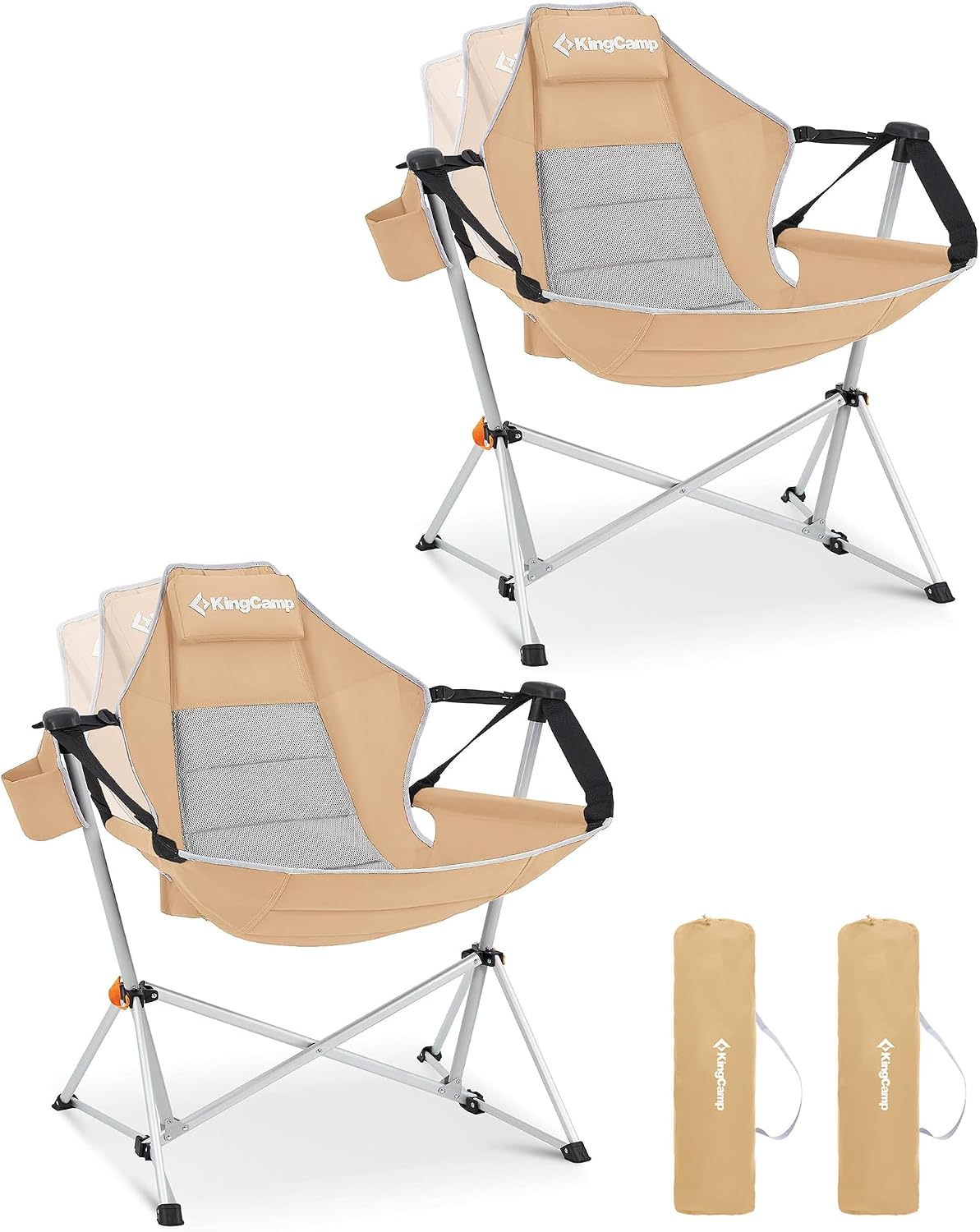 KingCamp Hammock Camping Chair, Swinging Portable Camp Chairs for Adults, 400lbs Heavy Duty Oversized Folding Rocking Chair with Adjustable Recline, Aluminum Alloy Frame for Outdoor Patio Beach Sport