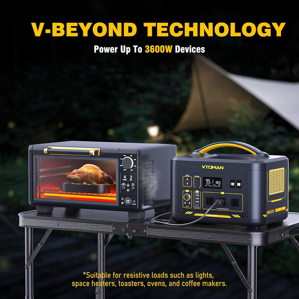 VTOMAN Jump 1800 Portable Power Station with 110W Solar Panel, 1800W/1548Wh LiFePO4 Battery Solar Generator with 1800W Constant-Power, PD 100W Type-C, Capacity Expandable for Camping, Home Backup