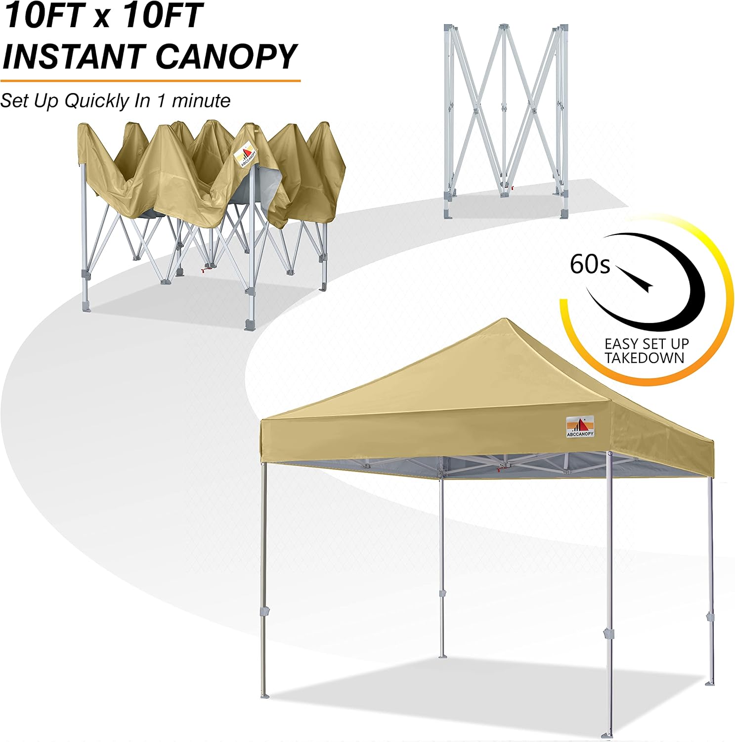 ABCCANOPY 10x10 Commercial Pop up Canopy Tent with Mesh Walls, Beige