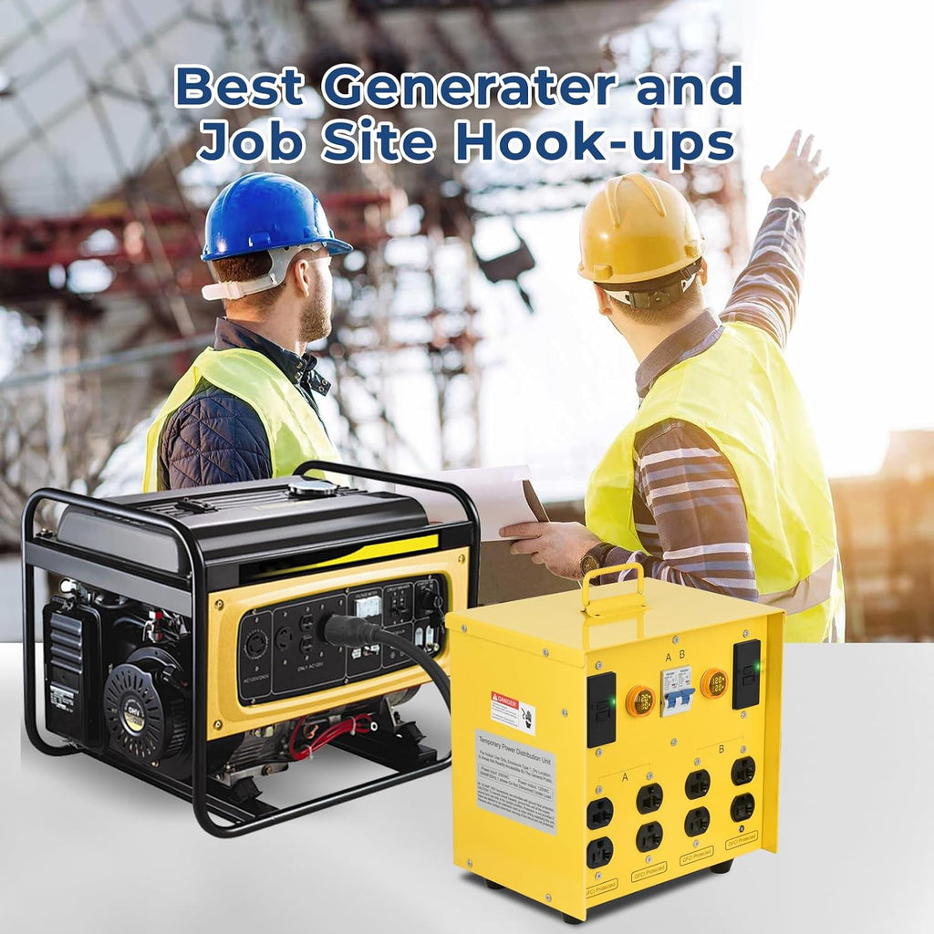 30-Amp Portable Power Center, Split 240VAC Input into 2 Separate 120VAC Output, A&B Zone Independent Control with 2 Mini Voltmeter and Ammeter
