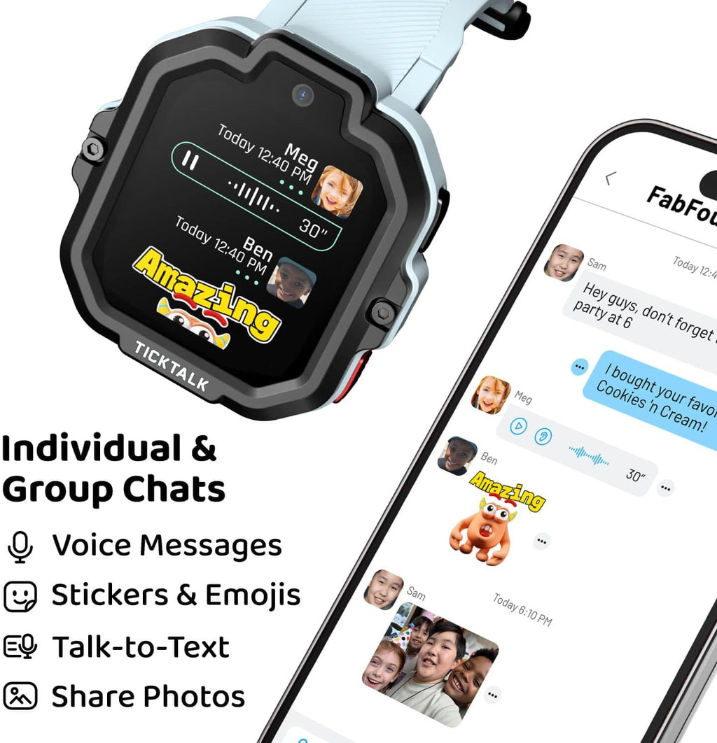 TickTalk5 Smart Watch for Kids with GPS Tracker, Video Calling, Texting, and Parental App, 4G Smartwatch with Free Music, Phone Calls, and Reminders for Kids Ages 3-12