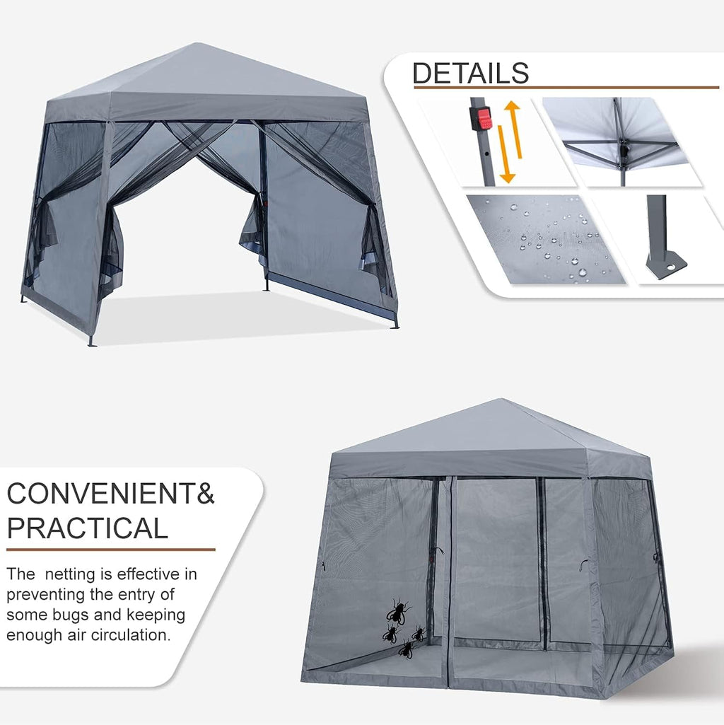 MASTERCANOPY Pop Up Gazebo Canopy Tent with Mosquito Netting (11x11, Light Gray)