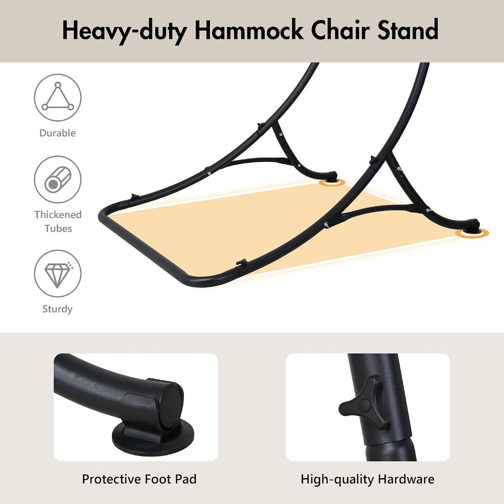 ANOW Heavy Duty Hammock Chair Swing Stand Only, Hanging Chair Stand for Outside, Max 400 Lbs, Black