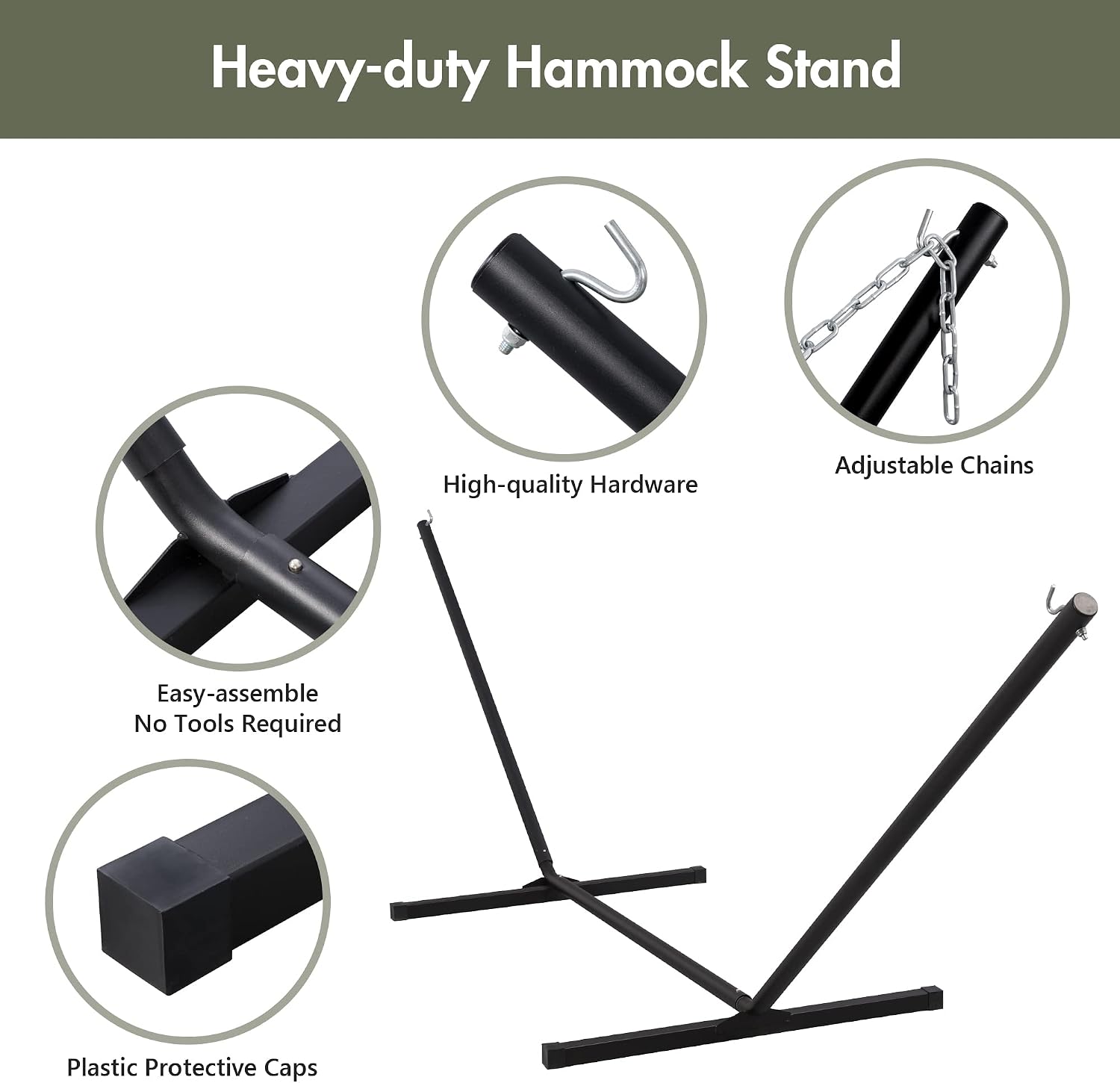 ANOW Double Hammock with Stand 12FT, Heavy Duty Hammocks with Stand for Outside, 450 LBS Weight Capacity, Blue & Green Stripes