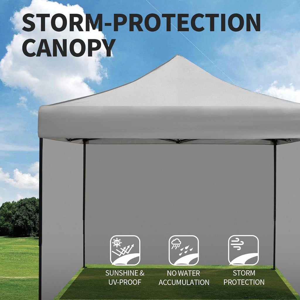 10x10 Pop up Canopy Tent with Sidewalls,Heavy Duty Waterproof Sun Shade Canopy Easy up Canopy with Wheel Bag Commercial Gazebo Tent for Outdoors Parties Vendors Camping Beach (Light Gray)