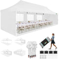 COBIZI 10x30 Pop up Canopy with 8 Removable Sidewalls & 4 Sandbags, Party Tents for Wedding, Commercials, Waterproof and Instant Shelter UV50+ Outdoor Gazebos Tent with Roller Bag & 5 Sidewalls