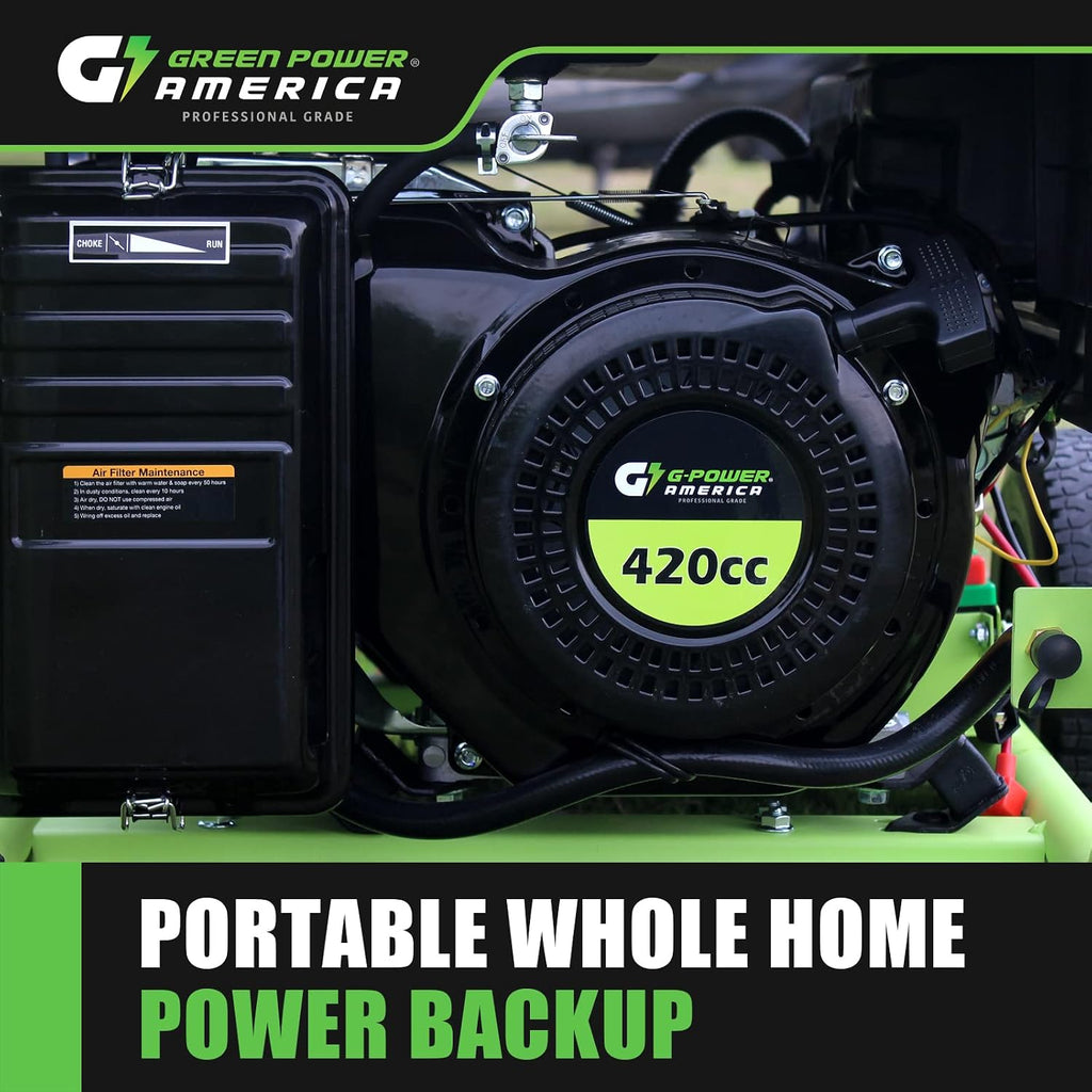 Green-Power America 10000 Watt Dual Fuel Portable Generator, Gas/Propane Powered, Electric Start, Home Backup & RV Ready