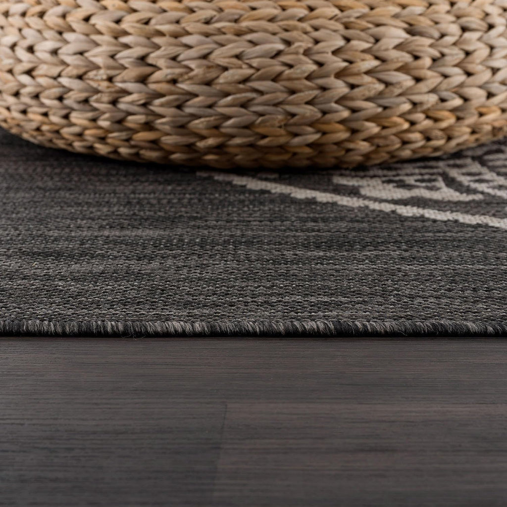 CAMILSON Outdoor Rug 9x12 Modern Area Rugs for Large Indoor and Outdoor Patios and Porches - Washable, Non-Shedding, Easy-to-Clean Outside Carpet (9 x 12, Medallion - Dark Grey/Light Grey)