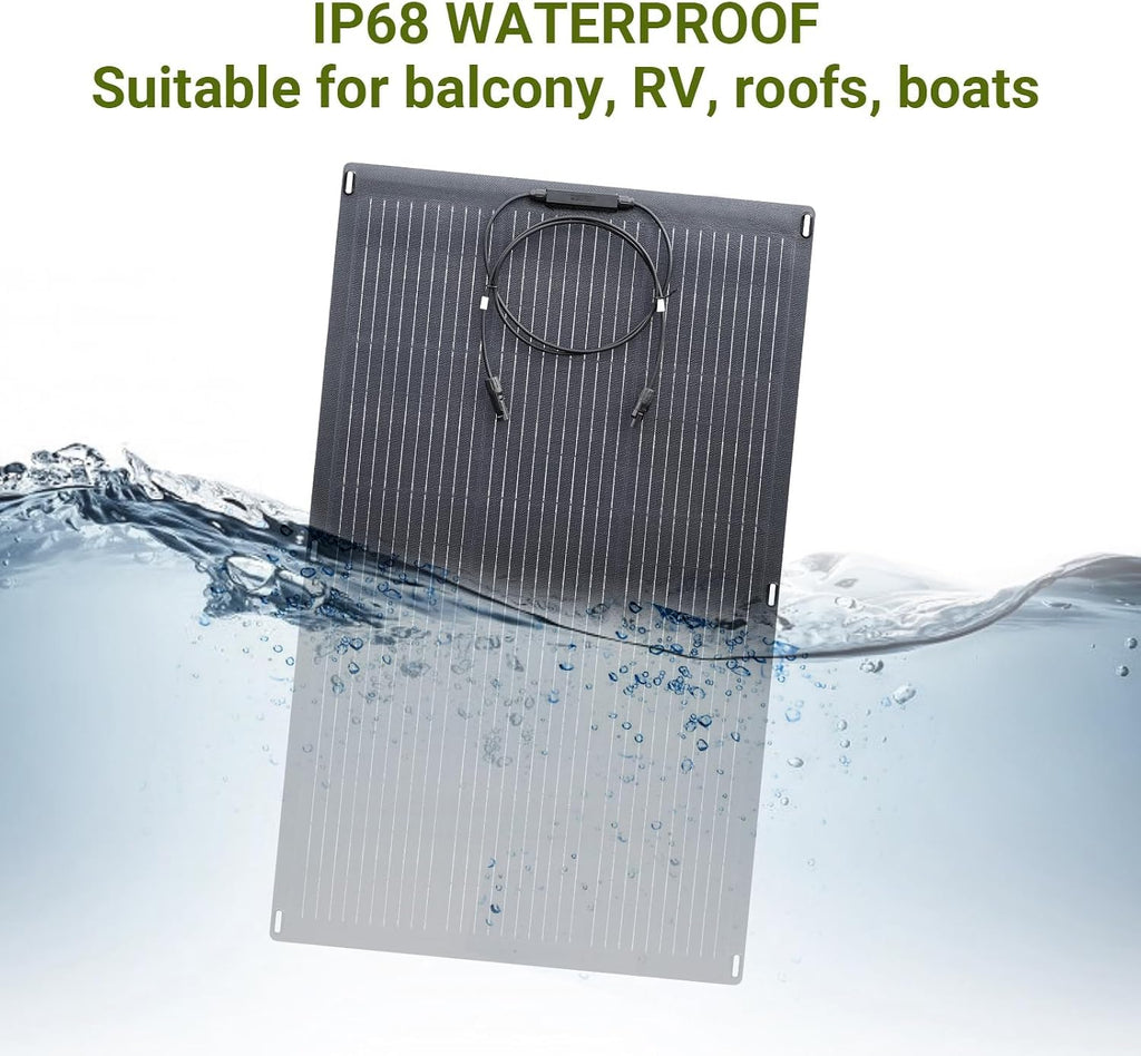 ALLPOWERS SF200 200W Flexible Solar Panel, Ultra-Thin 3mm Bendable Monocrystalline Solar Charger, 25% Efficiency IP68 Waterproof for RV Roof, Camping, Marine Use