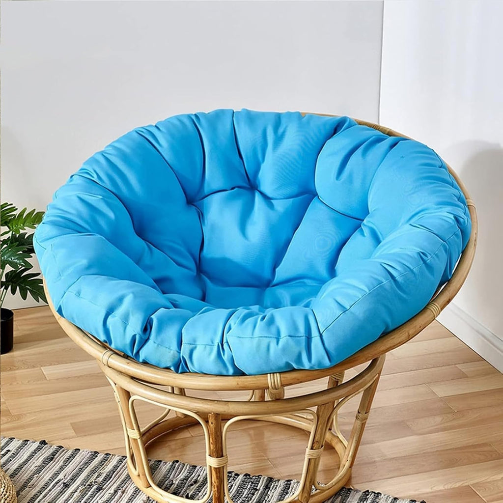 FXBZA Overstuffed Waterproof Round Chair Cushion for Hanging Egg Chair Rocking Chair Pads Removable Zippered Seat Cushion - Lake Blue 100cm/39in Ideal for Garden and Patio