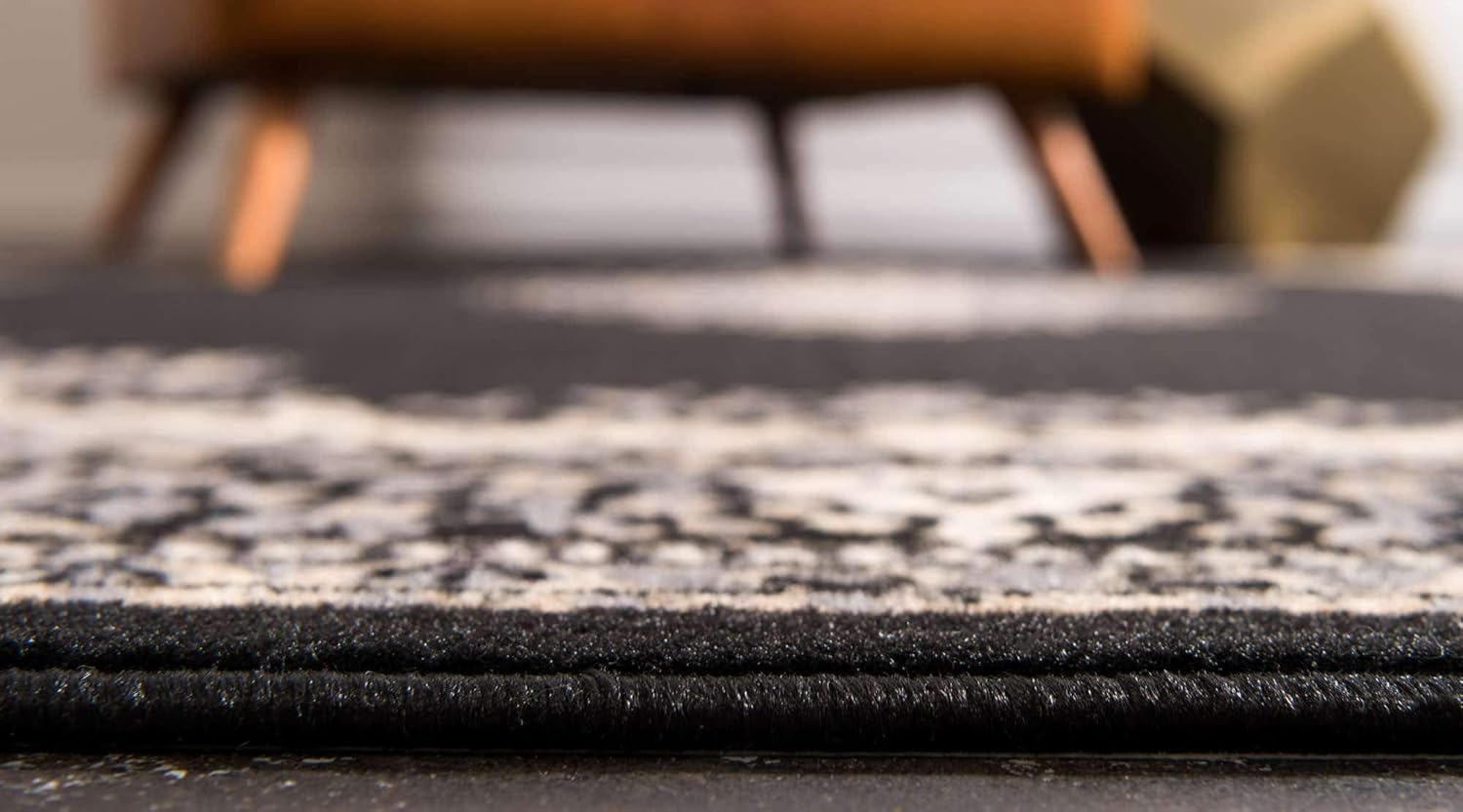 Unique Loom Reza Collection Traditional Persian Style Area Rug, 2 ft 2 in x 3 ft, Black/Beige