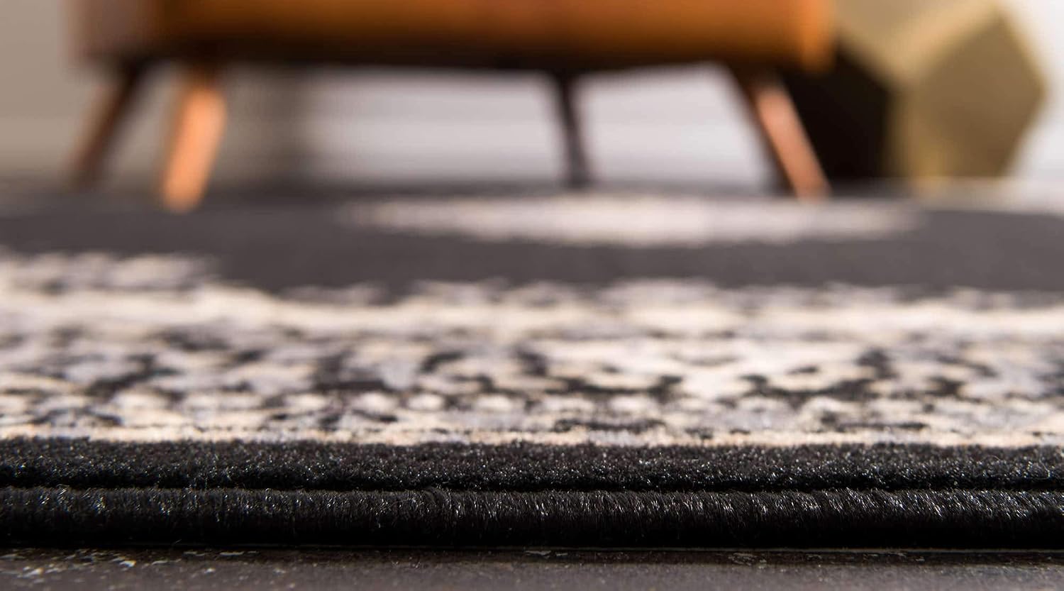 Unique Loom Reza Collection Traditional Persian Style Area Rug, 2 ft 2 in x 3 ft, Black/Beige