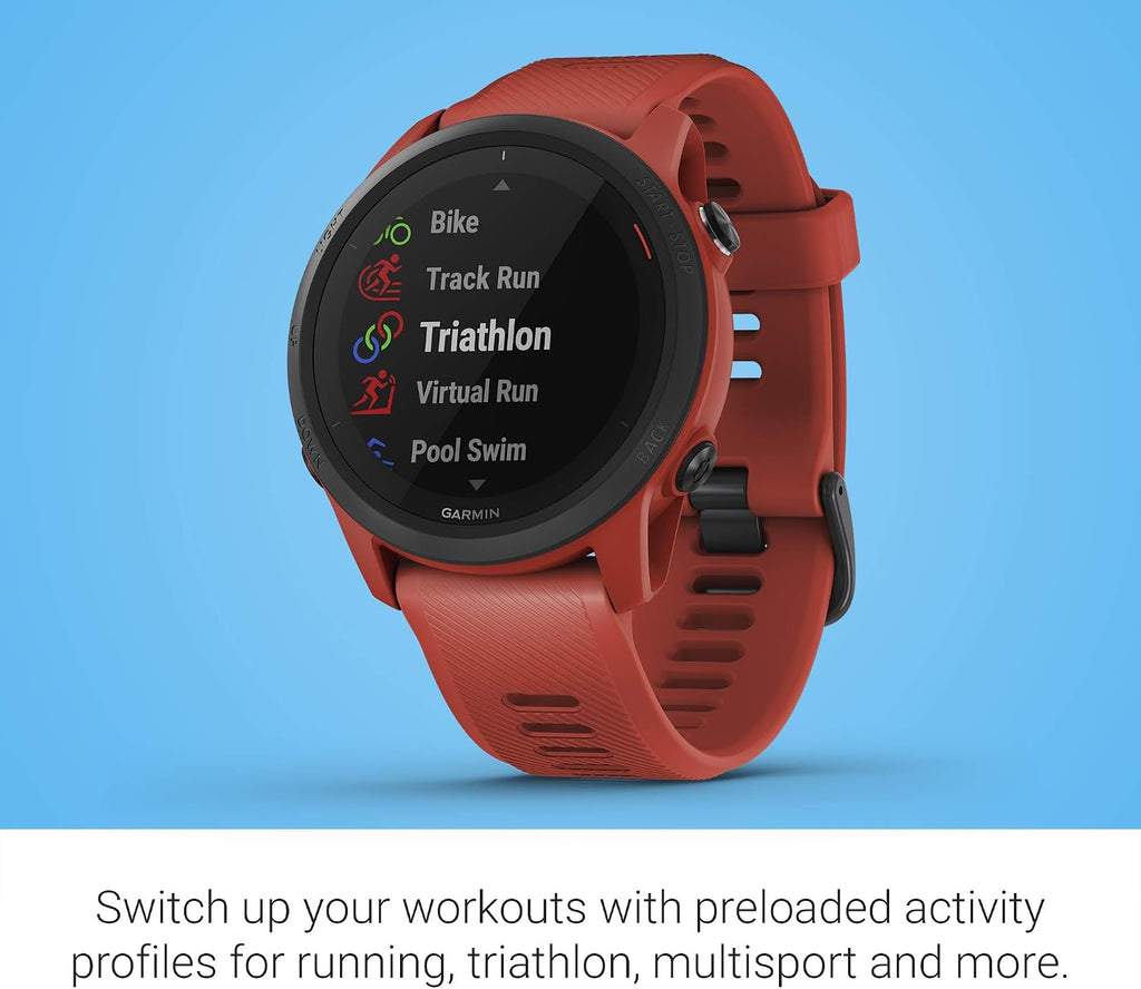 Garmin Forerunner 745, GPS Running Watch, Detailed Training Stats and On-Device Workouts, Essential Smartwatch Functions, Red (Renewed)