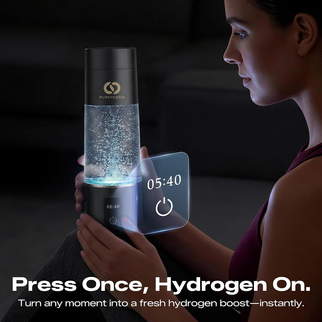 PUREPEBRIX Hydrogen Water Bottle Generator - IHSA Certified 6400 PPB Hydrogen Water Machine - Wellness Gift for Men, Hydrogen Water Pitcher (Grey)
