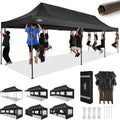 COBIZI 10x30 Pop Up Canopy Tent Heavy Duty with 8 Removable Sidewalls, Commercial Portable Tents for Parties Ez Up Canopy All-Weather Windproof & Waterproof and UPF 80+ Wedding Tent Sun Shelter
