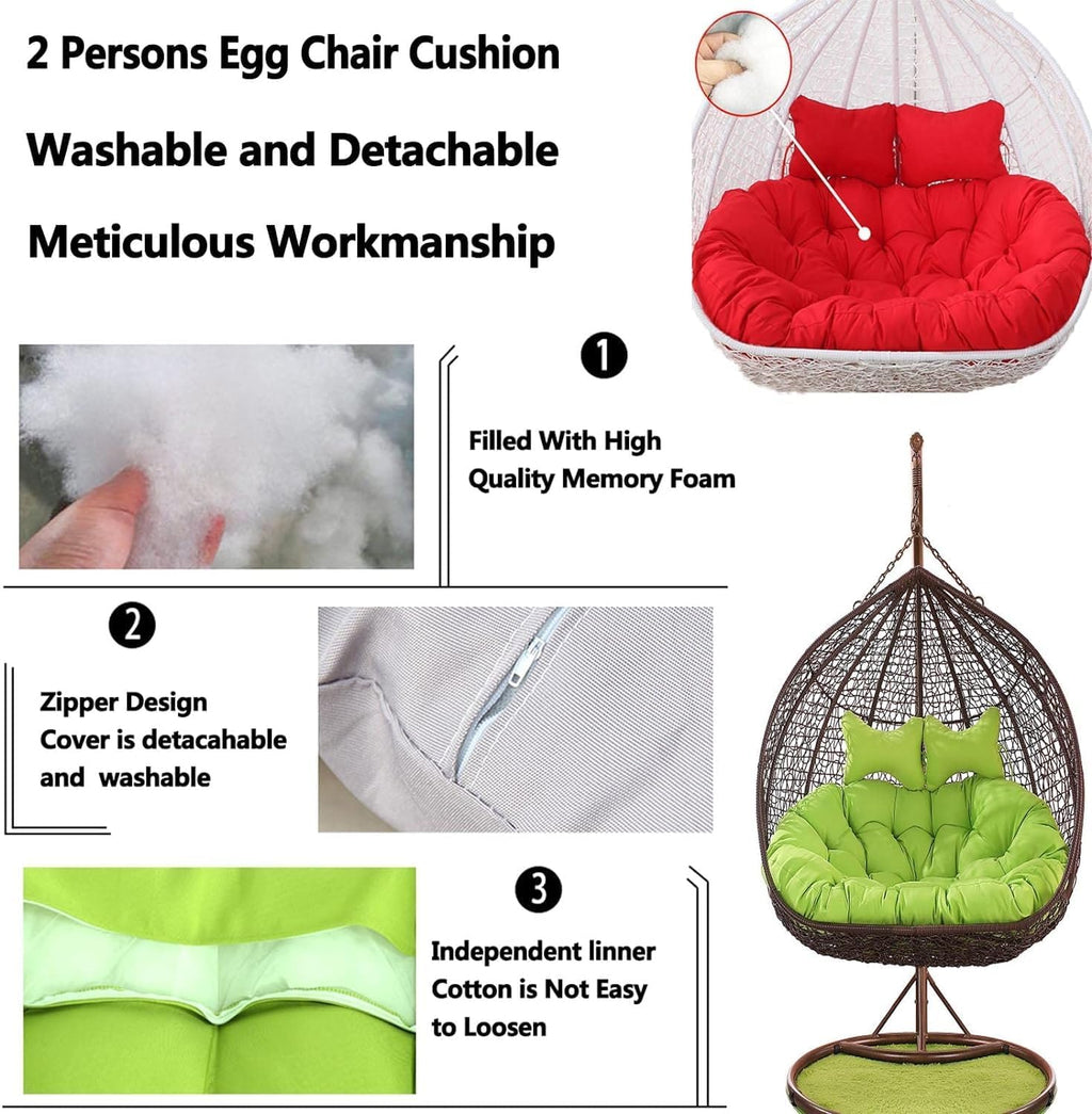 Double Rocking Chair Cushion, Thick Chair Cushion for Hanging Basket Chair, Egg Hanging Chair, Rattan Chair, Wicker Chair Cushion for Indoor Outdoor Patio Garden, Egg Chair Cushion only ( Color : Patt