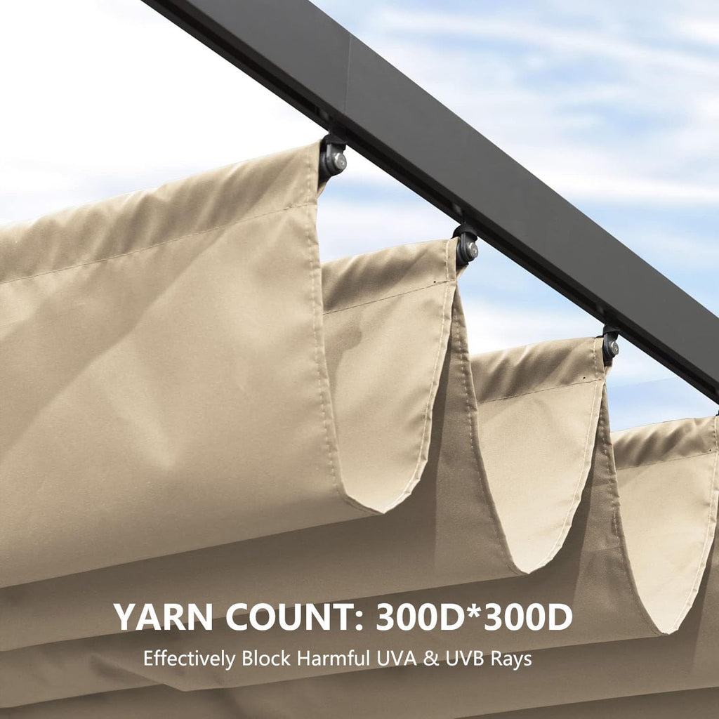 Pergola Shade Cover Replacement Canopy Top Compatible with 10 X 10 ft 6-Bar Pergola Frames - Beige (Canopy Size 116' W x 95' L, Canopy Top Only)