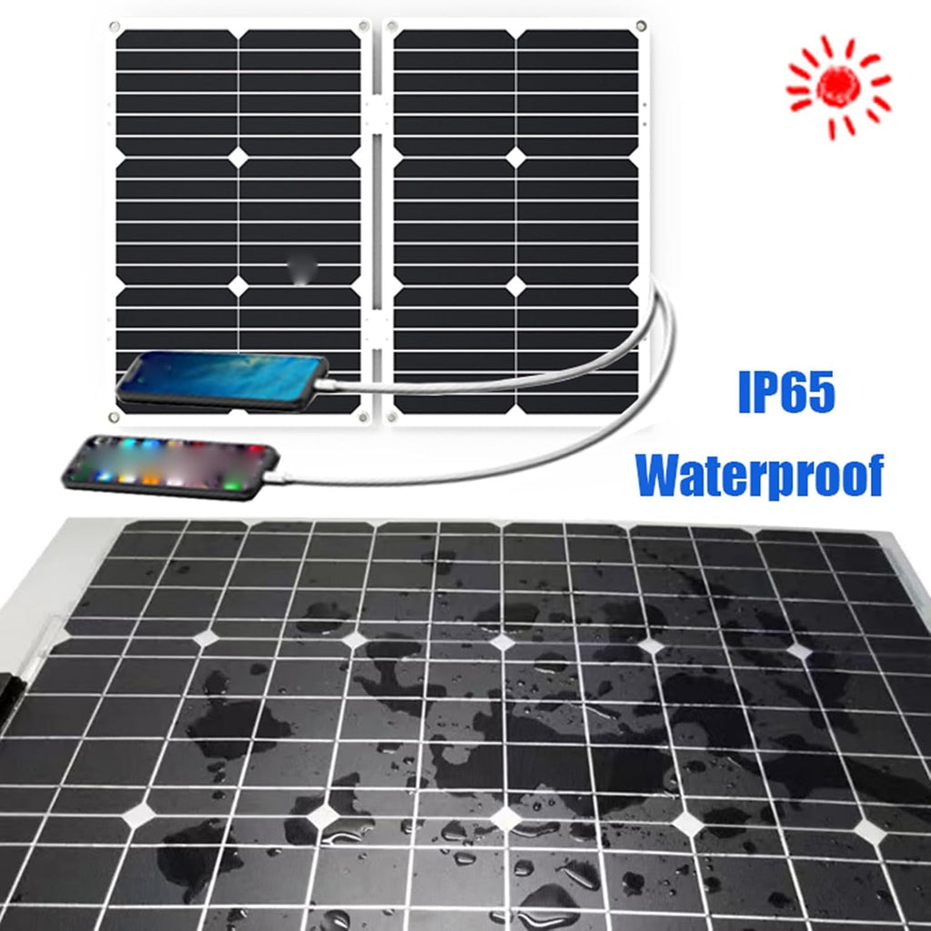 Solar System Kit 3000W/4000W 12V to 110V/220V Inverter Solar Panel Kit 50A Controller + 50W18V Foldable Solar Panel Home Grid System Solar Generator(800W,12V-220V)