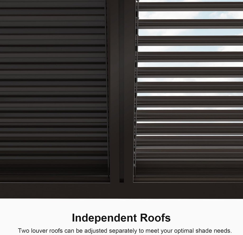 PURPLE LEAF Outdoor 10'x14' Louvered Pergola Adjustable Aluminum Canopy Retractable Metal Roof for Deck Patio Outside Backyard Hardtop Gazebo Sun Shade Bronze