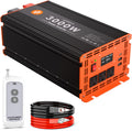 3000 Watt Power Inverter 12V DC to 110V/120V AC Converter Peak Power 6000W Car Inverter with LCD Display 3 AC Outlets, 2 USB & Type-C Port for RV,Truck,Off-Grid Solar System with Remote Controller