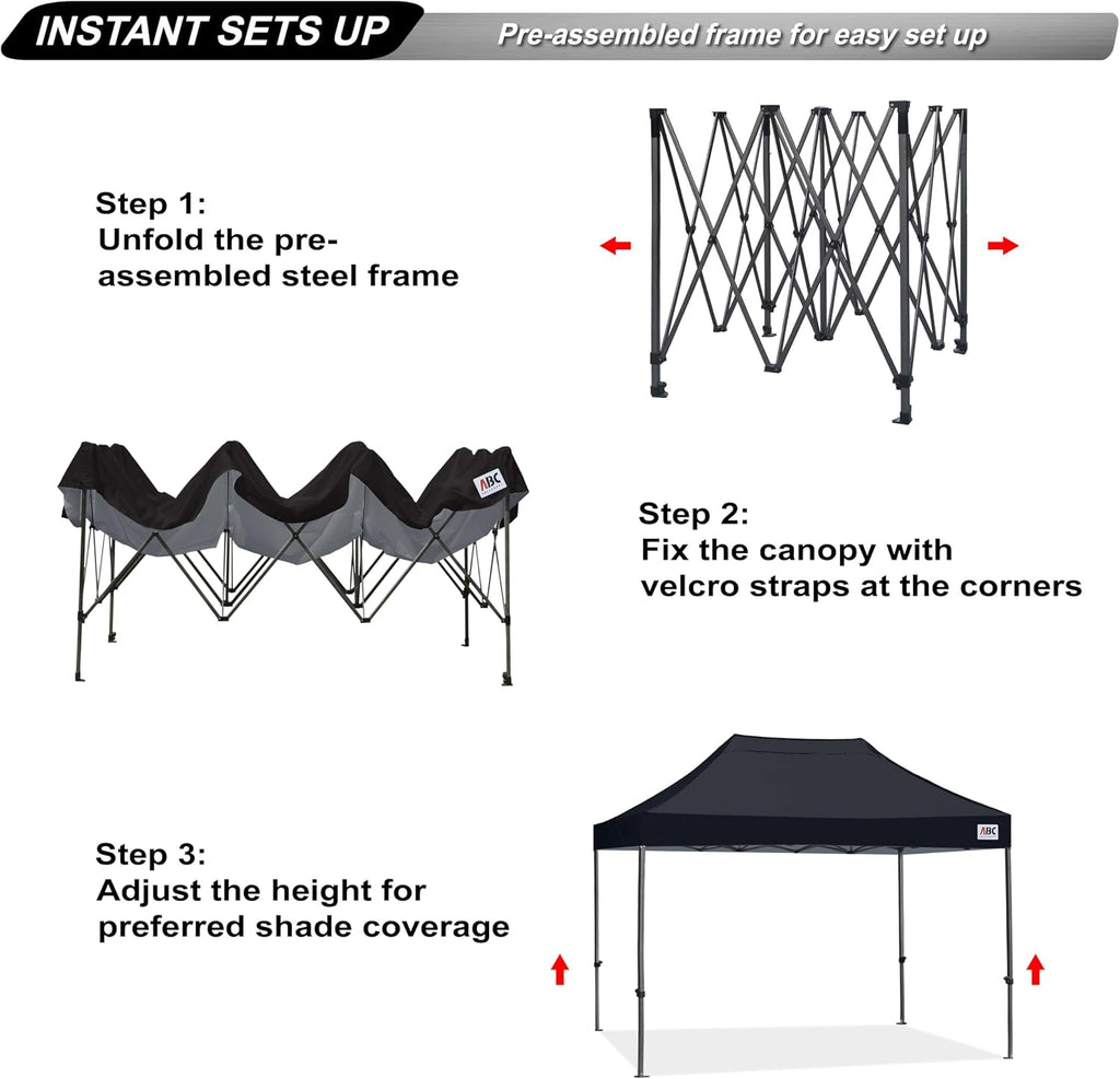 ABCCANOPY Patio Pop Up Canopy Tent 8x12 Commercial-Series (Black)